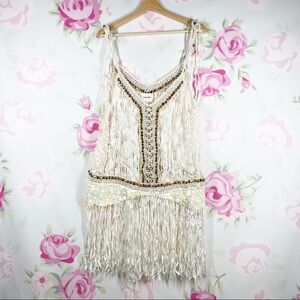 NEW Free People x IXIAH Sombre Crochet Macrame Mini Dress M L